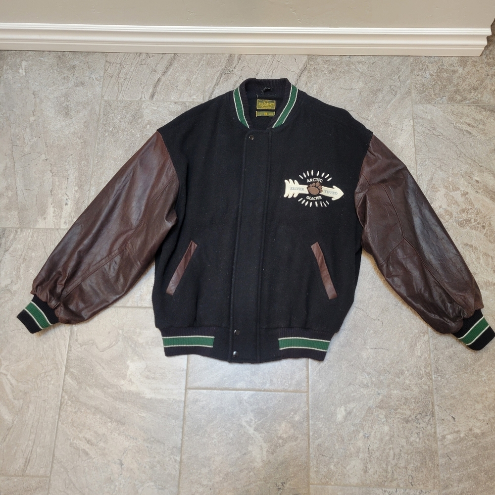 Vintage Glacier Bear Evergreen Limited Edition Varsity Letterman Jacket Large